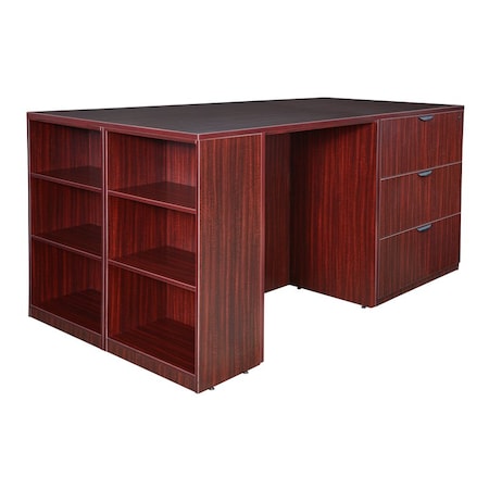 Regency 2 Lateral File/ 2 Desk Quad with Bookcase End StandUp LatFile Desk Quad, BookCase, 46" D X 42" H LS2LF2SD8546MH